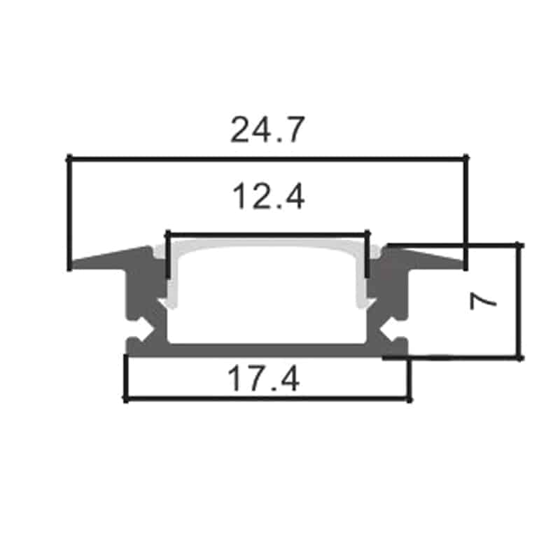 Perfil Barra de Aluminio Empotrar 2 Metros - Imagen 2